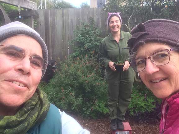 Chaya with her family in their garden